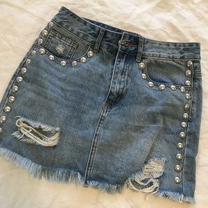 Jean Skirt with Studs